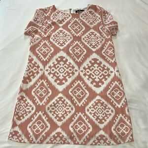 Lulus Give Me a Print Ikat Pink/White Shift Dress